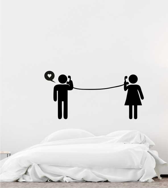 Telefonierendes Pärchen als Wandtattoo