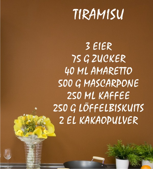 Tiramisu Rezept als Wandtattoo
