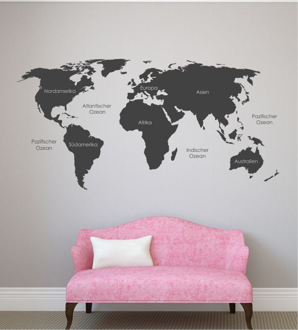 Weltkarte als Wandtattoo