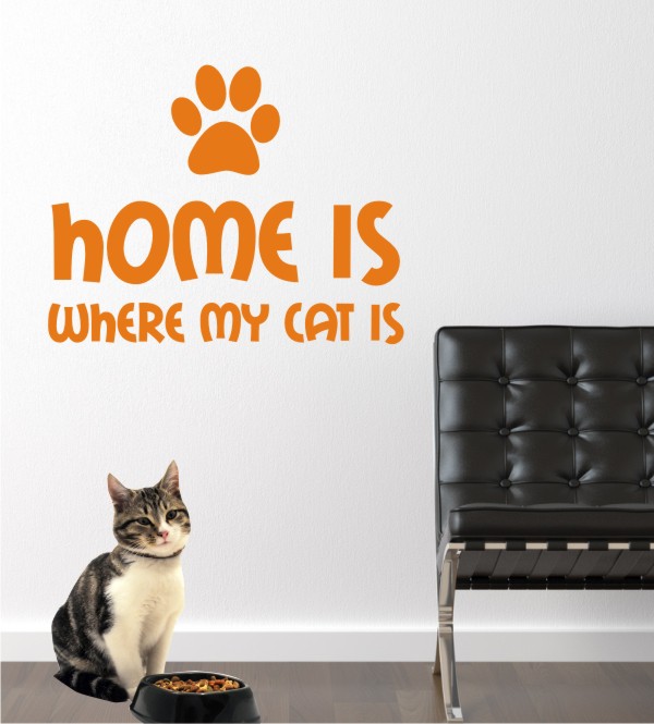 Home Cat als Wandtattoo