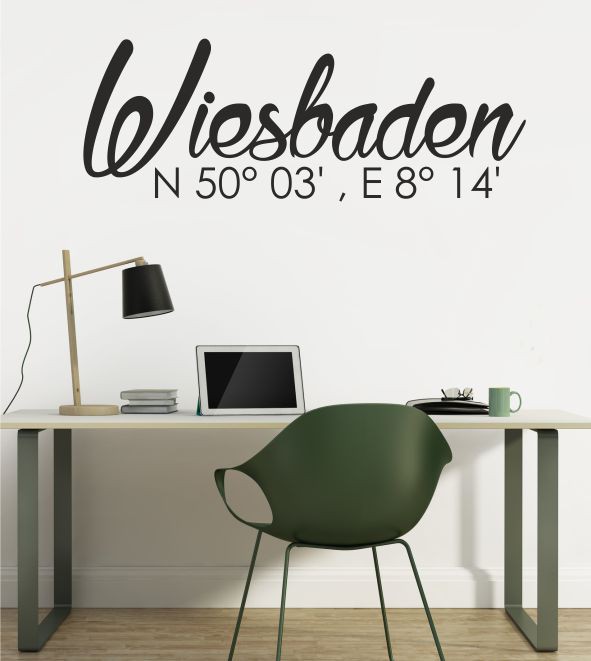 Wiesbaden Koordinaten als Wandtattoo