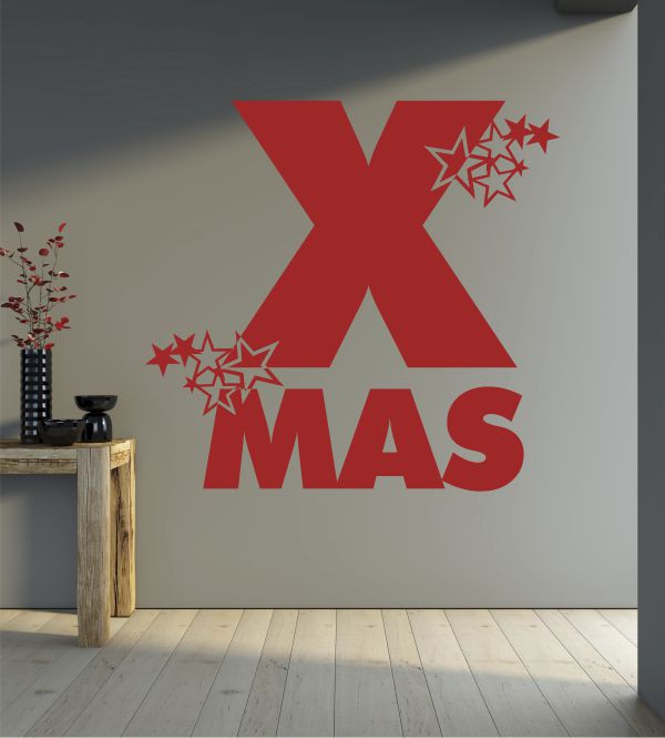 XMAS mit Sternen als Wandtattoo
