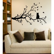 Ast mit Katze als Wandtattoo
