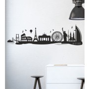 Welt Skyline als Wandtattoo