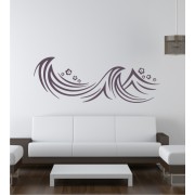 Blumen und Wellen als Wandtattoo