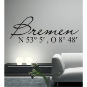 Koordinaten von Bremen als Wandtattoo