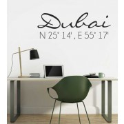 Dubai Koordinaten als Wandtattoo