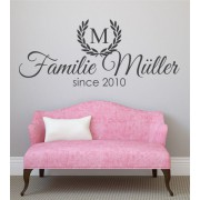 Familie mit Name + Datum als Wandtattoo