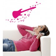 Gitarre mit Musiknoten als Wandtattoo