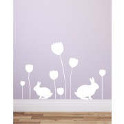 Tulpen mit Häschen als Wandtattoo