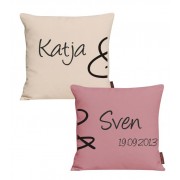 Kissen bedruckt mit Name und Datum