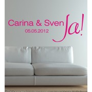 Ja + Namen und Datum als Wandtattoo