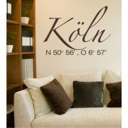 Köln Koordinaten als Wandtattoo