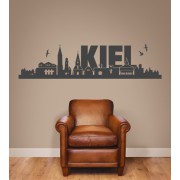 Skyline Kiel mit Schriftzug als Wandtattoo