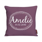 Kissen mit Name, Datum und Rahmen