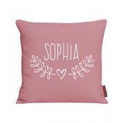 Kissen mit Name und Schleifenkranz und Herz
