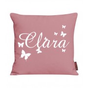 Kissen bedruckt mit Name und Schmetterlingen