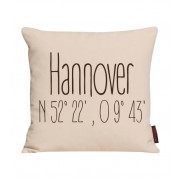 Kissen mit Stadt und Koordinaten