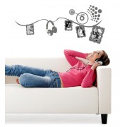 Musikranke mit Rahmen als Wandtattoo 