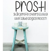 Prost in verschiedenen Spachen als Wandtattoo