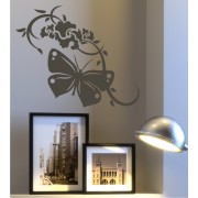 Schmetterling mit Blumenranke als Wandtattoo