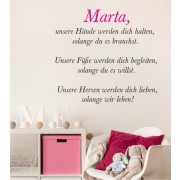 Unsere Hände mit Namen als Wandtattoo