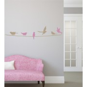 Vögel auf Leine als Wandtattoo