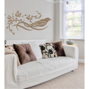 Vogel mit Blumenranke 2 als Wandtattoo 