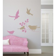 Vogelschwarm als zweifarbiges Wandtattoo.