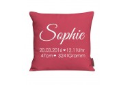 Babykissen mit Name und Daten