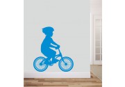 Junge mit Fahrrad als Wandtattoo