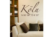 Köln Koordinaten als Wandtattoo 