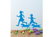 Kinder mit Hunden als Wandtattoo