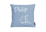 Kissen bedruckt mit Name, Boot und Datum