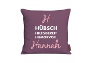 Kissen bedruckt mit Name und Eigenschaften
