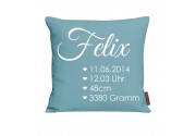 Kissen Geburt mit Name und Daten