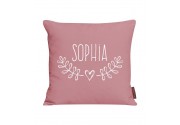 Kissen mit Name und Schleifenkranz mit Herz