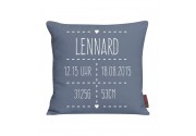Kissen zur Geburt mit Name und Daten