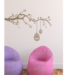 Ast mit Ostereier als Wandtattoo