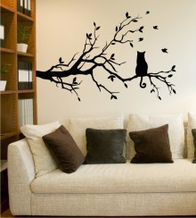 Ast mit Katze als Wandtattoo