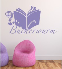 Bücherwurm als Wandtattoo