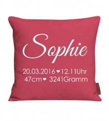 Babykissen mit Name und Daten