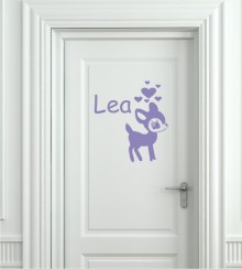 Bambi mit Name als Wandtattoo