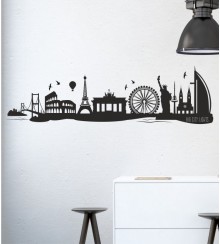 Welt Skyline als Wandtattoo