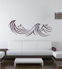 Blumen und Wellen als Wandtattoo