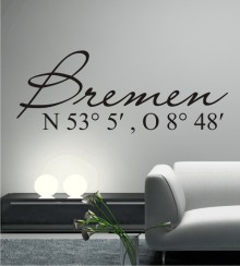 Koordinaten von Bremen als Wandtattoo