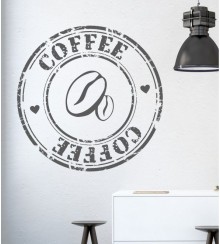 Stempel Kaffeebohnen Coffee als Wandtattoo 