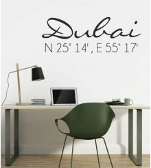 Dubai Koordinaten als Wandtattoo