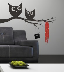 Eulen als Wandtattoogarderobe