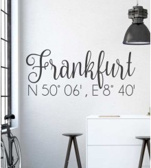 Frankfurt Koordinaten als Wandtattoo